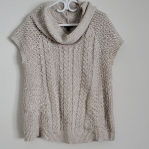 Worthington Cream Cable Knit Short-Sleeve Cowl Neck Sweater